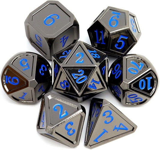 Haxtec Black Metal DND Dice Set D&D W/Gift Metal Case Polyhedral Dice Compatible by HaxtecDice