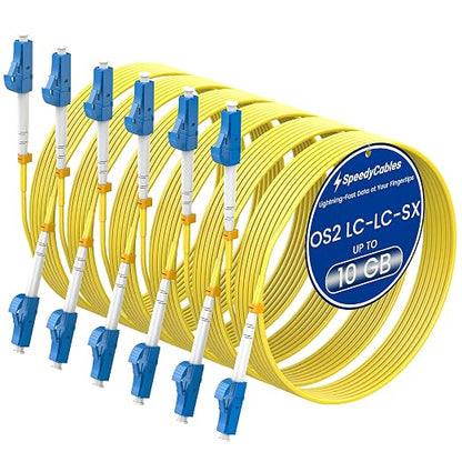 SpeedyCables- 1M-6Pack OS2 LC to LC Fiber Patch Cable, 1G/10Gb 9/125um SIMPLEX by SpeedyCables