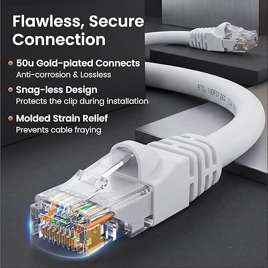 GEARit Cat 6 Ethernet Patch Cables 5 ft White, High Speed 24AWG 10Gbps RJ45 - Image 4