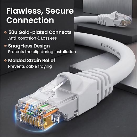 GEARit Cat 6 Ethernet Patch Cable 7 ft White Cat6 Patch Cables 7ft - Image 4