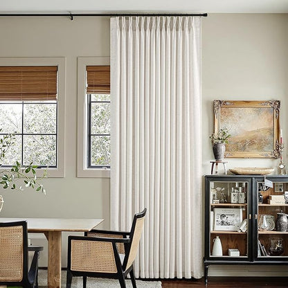 Memory Trained Pinch Pleated Curtains 84 Inches Long, Viral Linen Pinch Pleat by ANRODUO
