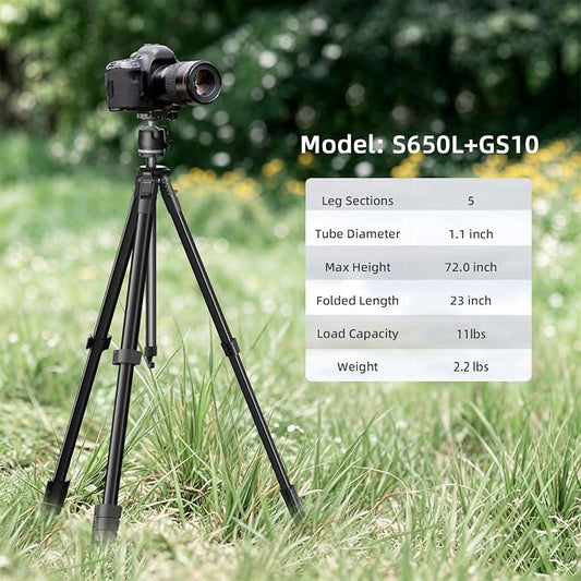 KINGJOY 72'' Aluminum Travel Tripod - Image 2
