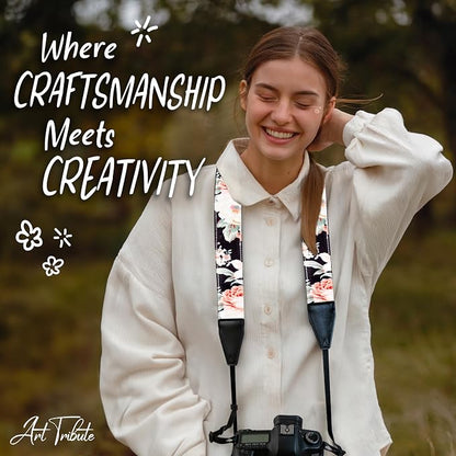 Art Tribute Camera Strap, Vintage Embroidered Neck Shoulder & Crossbody Camera - Image 8