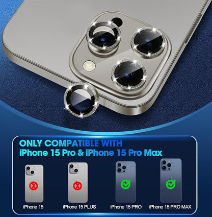 for iPhone 15 Pro/iPhone 15 Pro Max Camera Lens Protector Bling Individual - Image 2