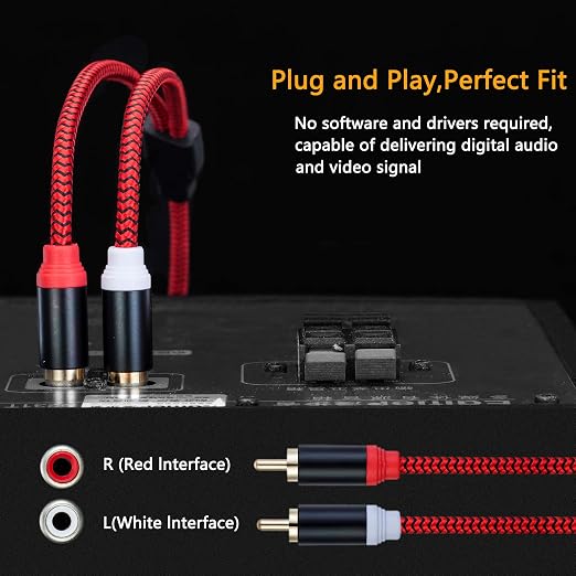 RCA Cable 12Ft, 2Rca Male to 2-Rca Male Audio Stereo Subwoofer Cable - Image 6