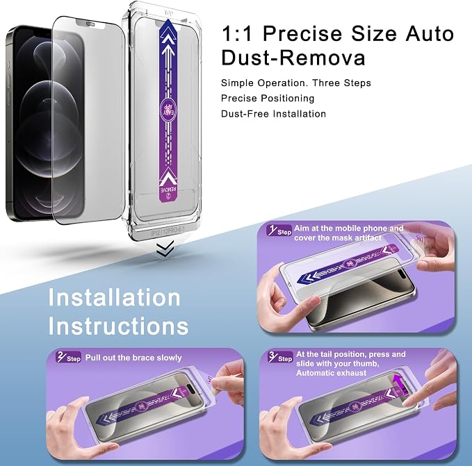 2 Pack Matte Screen Protector for iPhone 12 and iPhone 12 Pro 6.1-Inch Auto - Image 3
