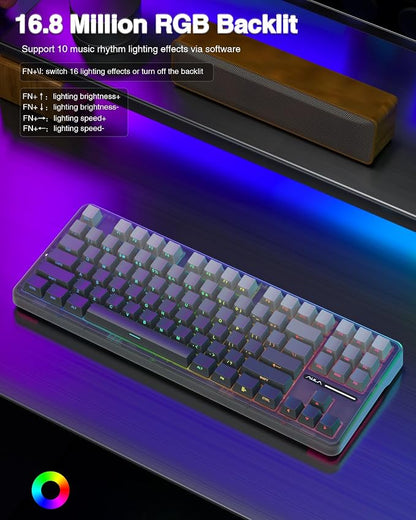 AULA F87 Pro Wireless Mechanical Keyboard, Tri-Mode BT5.0/2.4GHz/USB-C Hot - Image 6