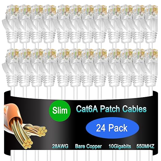 Cat6a Slim Ethernet Patch Cable 6 ft, Cat6a Patch Cable by Lysymixs
