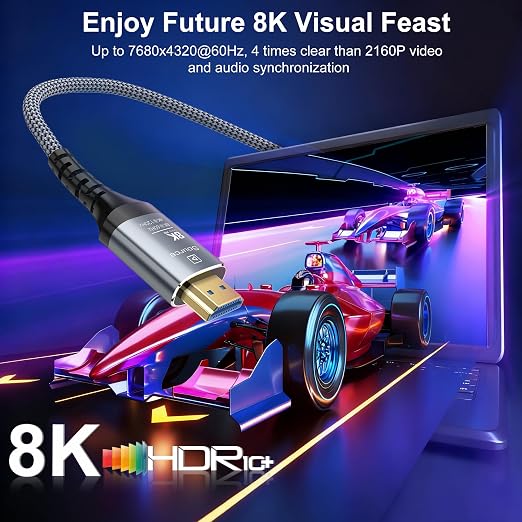 8K Fiber Optic HDMI Cable 100FT, 48Gbps Ultra High Speed Long HDMI 2.1 Cord - Image 2
