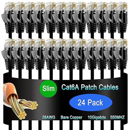 Cat6a Slim Ethernet Patch Cable 0.5 ft, Cat6a Patch Cable by Lysymixs