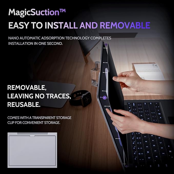 Privacy Screen for 15 Inch Surface Laptop 7, MagicSuction™ Removable Anti Spy - Image 2