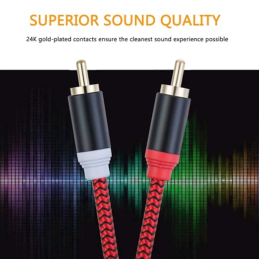 RCA Cable 12Ft, 2Rca Male to 2-Rca Male Audio Stereo Subwoofer Cable - Image 5
