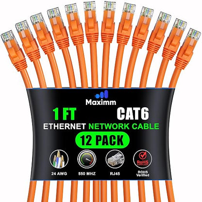 Maximm Cat 6 Ethernet Cable - 1 ft - High-Speed LAN by MaximmCable