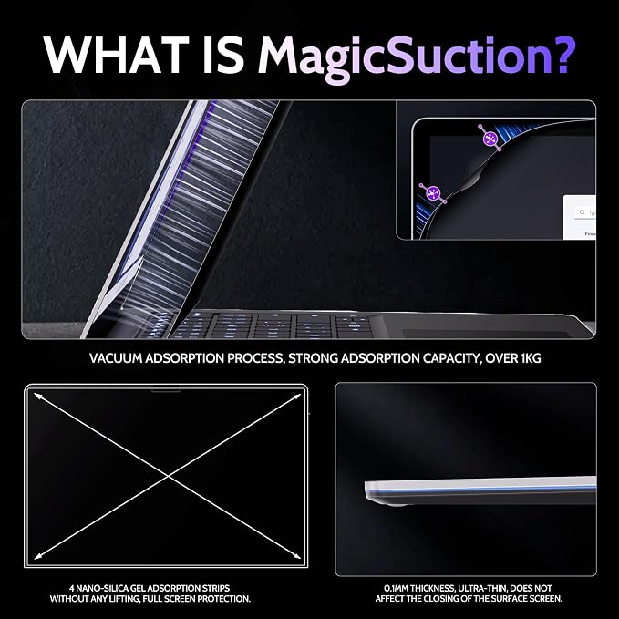 Privacy Screen for 15 Inch Surface Laptop 7, MagicSuction™ Removable Anti Spy - Image 3