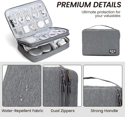 Large Electronic Organizer Travel Case, Double Layer Tech Accessories Bag - Image 3