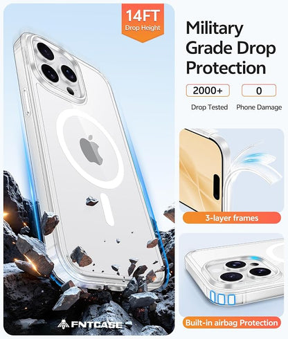 FNTCASE for iPhone 15 Pro Case: Anti Yellowing Transparent Clear Magnetic Phone - Image 5