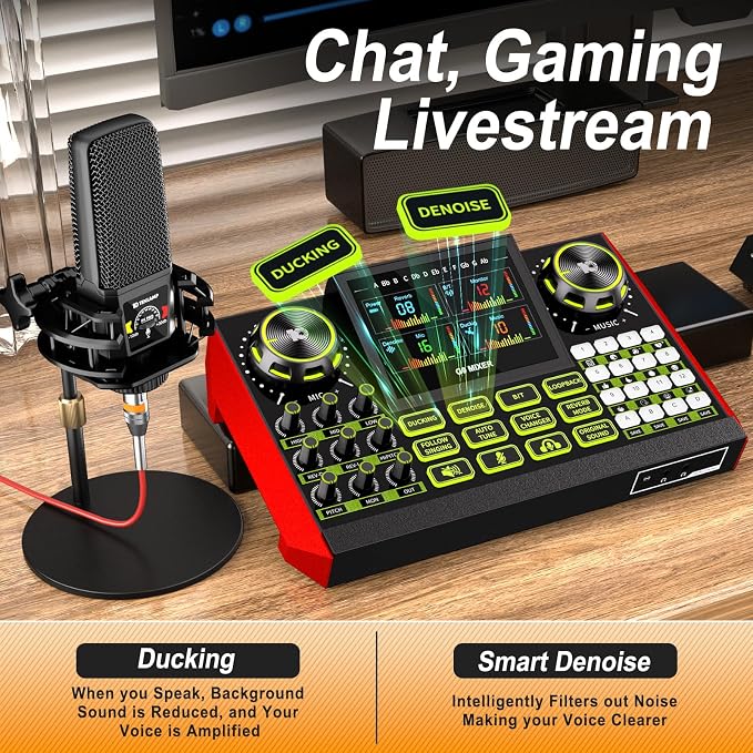 Podcast equipment bundle with live sound card audio mixer, podcast equipment - Image 5