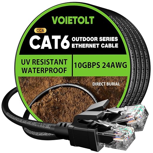 Cat 6 Outdoor Ethernet Cable 150 ft, 24AWG 10Gbps Cat6 Cable Cord Waterproof by EthernetCable