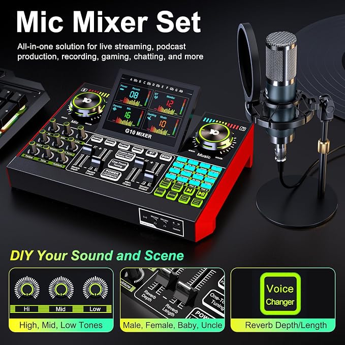 Podcast Microphone Bundle with Live Sound Board Audio Mixer, Podcast Equipment - Image 2