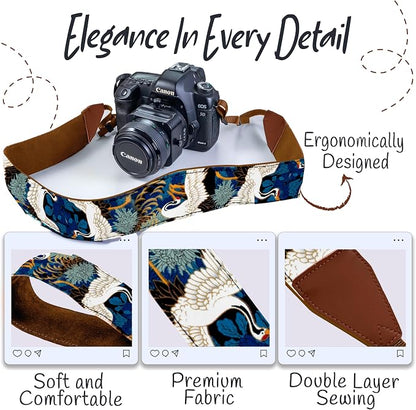 Art Tribute Camera Strap, Vintage Embroidered Neck Shoulder & Crossbody Camera - Image 3