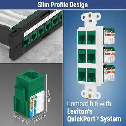 Everest 90° Angled RJ45 Cat6 Keystone Jacks 50-Pack in Green - Image 6