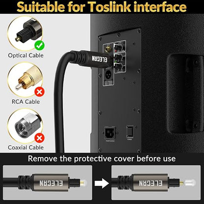 Elecan Optical Audio Cable 8 Ft/2 Pack Digital Audio Toslink Cable Cord-Fiber - Image 5