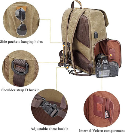 UBAYMAX Camera Backpack, DSLR SLR Waterproof Canvas Camera Bags Rucksack 15.6 - Image 4