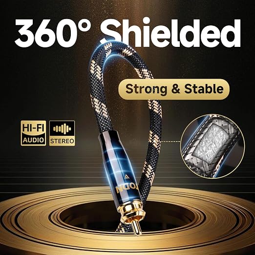 TODN High End RCA Cables for Audiophile 2 RCA Male to Male Stereo Audio Cable - Image 3