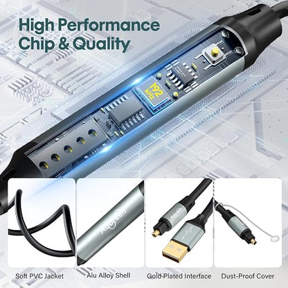 Adoreen Unidirectional USB A 2.0 to Toslink Digital Optical Audio Cable 6 Ft - Image 3