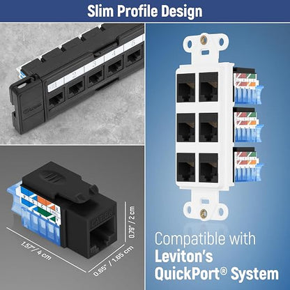 Everest 45° Angled RJ45 Cat5e Keystone Jacks 20-Pack in Black - Image 7