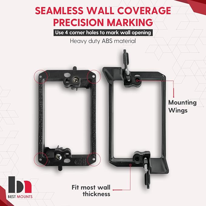 BestMounts - 1 Pack In Wall Cable Management Kit - Recessed Wall Plate Cable - Image 3