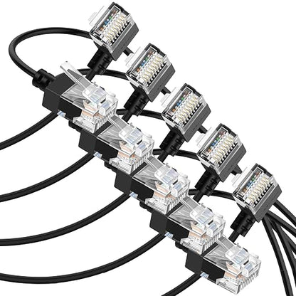Cat6A Ethernet Cable 90 Degree Right Angled 6.6FT 5Pack, Flexible Slim & Ultra by Thzzhnno