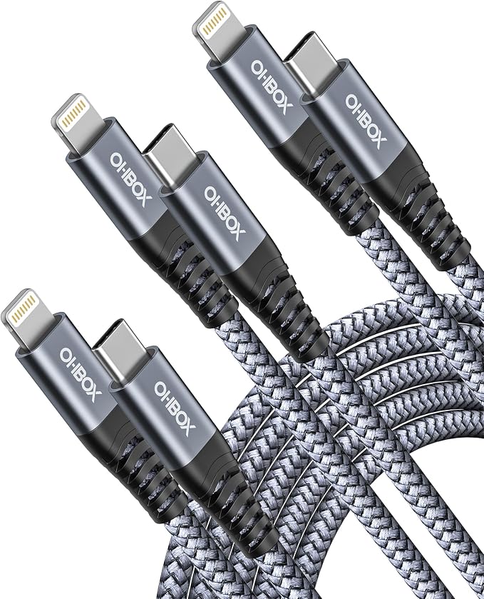 ohbox USB C to Lightning Cable 3Pack 6FT iPhone Fast Charger Cable USB-C iPhone by OHBOX