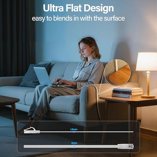 Cat 6 Flat Ethernet Cable 200 FT, UTP 10Gbps High-Speed Cat6 Ethernet Cable - Image 3