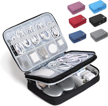 Large Electronic Organizer Travel Case, Double Layer Tech Accessories Bag by Unknown