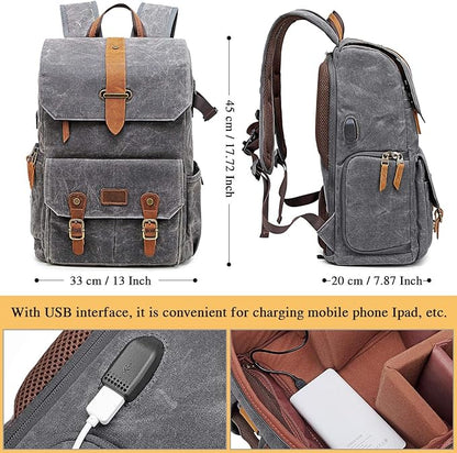 UBAYMAX Camera Backpack, DSLR SLR Waterproof Canvas Camera Bags Rucksack 15.6 - Image 3