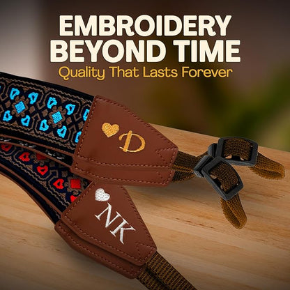 Art Tribute Custom Camera Strap Vintage Blue - Image 2