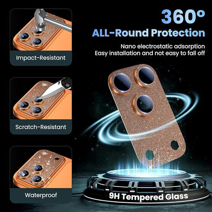 Uyiton for iPhone 17-Pro-Max Camera-Lens Protector: Bling Metal Tempered Glass - Image 2