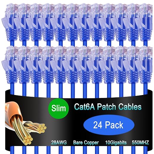 Cat6a Slim Ethernet Patch Cable 10 ft, Cat6a Patch Cable by Lysymixs