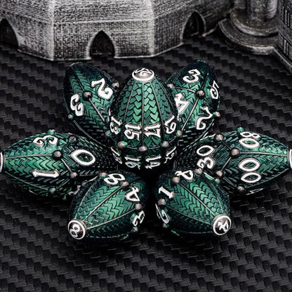 ARUOHHA DND Metal Dice Black Green Dragon Egg Dice - Image 5