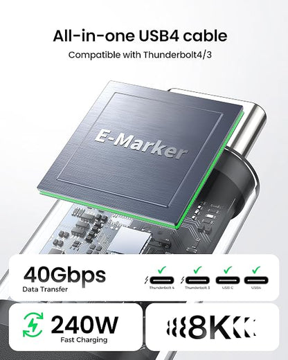 Silkland USB 4 for Long Thunderbolt 4 Cable 10FT/3M, 40Gbps Data Transfer - Image 2
