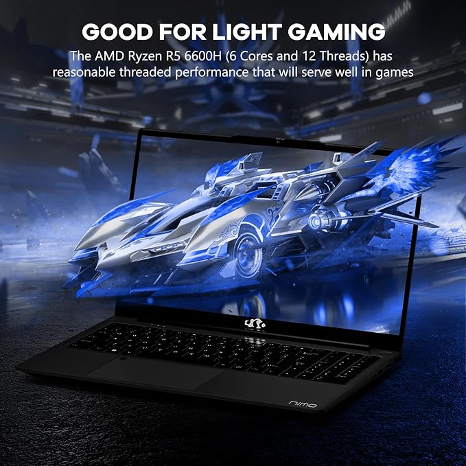 NIMO 15.6" IPS FHD-Gaming-Laptop, AMD Ryzen 5 6600H 6 Cores 32GB DDR5 RAM 2TB - Image 7