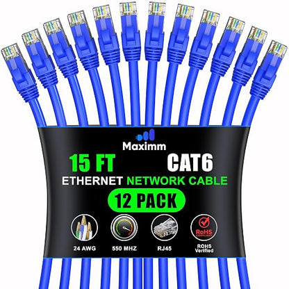 Maximm Cat 6 Ethernet Cable 15 Ft, Cat6 Cable, LAN Cable, Internet Cable by MaximmCable