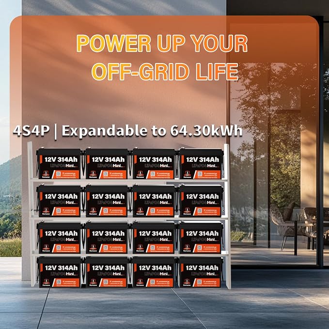 4 PCS Bluetooth 12V 314Ah LiFePO4 Lithium Battery MINI, Max. 4190Wh Energy - Image 4