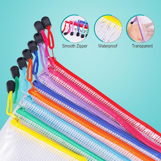 64pcs A4 Mesh Zipper Pouch Bags, Mesh Bags - Image 3