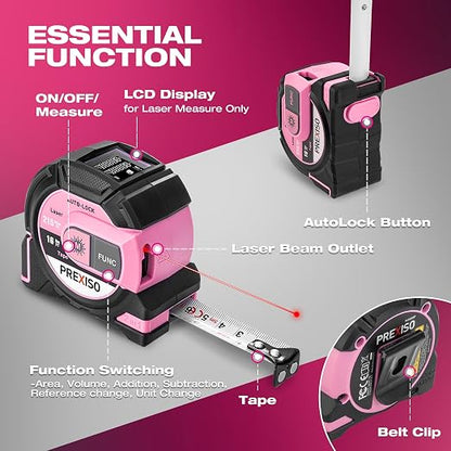 PREXISO 2-in-1 Laser Tape Measure- 215Ft Laser Measuring Tool & 16Ft Measuring - Image 7