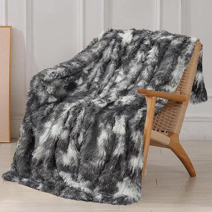 Tuddrom Decorative Extra Soft Fuzzy Faux Fur Throw Blanket 50" x 60", Solid by Tuddrom