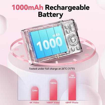 Digital Camera 4K for Kids: 48MP Pink Camera for Teens Photography - Image 5