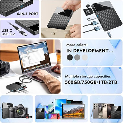 Portable 500GB Docking Station External Hard Drive, USB 3.0, SD/TF Card - Image 5