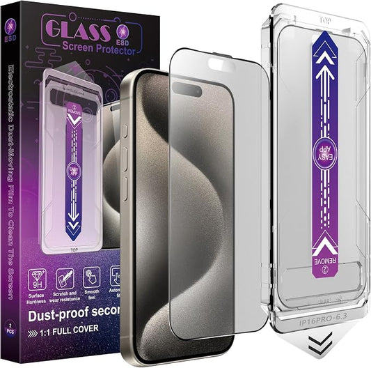 2 Pack Matte Screen Protector for iPhone 16 Pro, 9H Tempered Glass, Full by Unknown